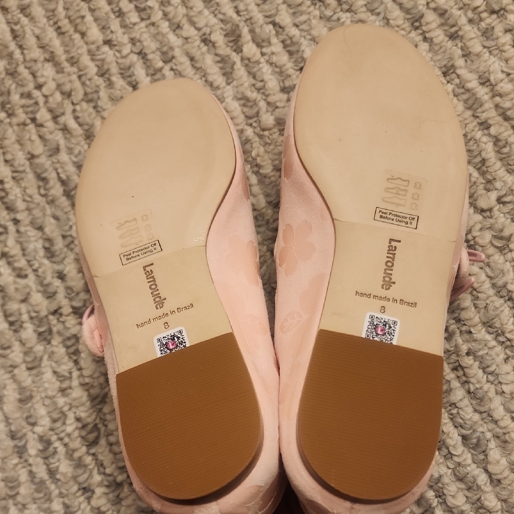 LARROUDE Verona Ballet Flat In Tulip Sakura Printed Suede Size 8 $350 - Picture 5 of 5